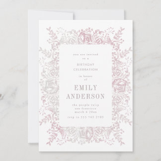 Musk Pink Floral Geburtstag Einladung