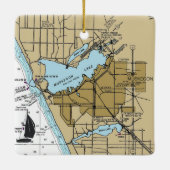 Muskegon MI Nautic Chart Keramikornament (Rückseite)