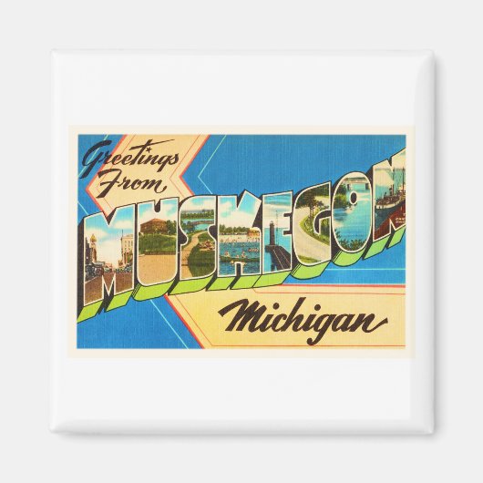 Muskegon Michigan MI Old Vintage Travel Souvenir Magnet (Vorne)