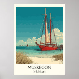 Muskegon Michigan Vintag Seven Lugano - The Restau Poster