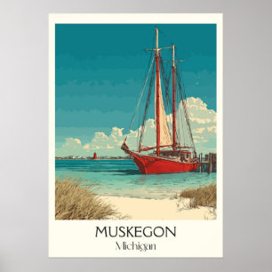 Muskegon Michigan Vintag Seven Lugano - The Restau Poster