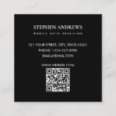 Muskel-Auto, das den QR-Code für die Reparatur von Quadratische Visitenkarte (Rückseite)