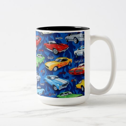 Muskel-Auto-Klassiker-Auto-Liebhaber-Tasse Zweifarbige Tasse (Rechts)