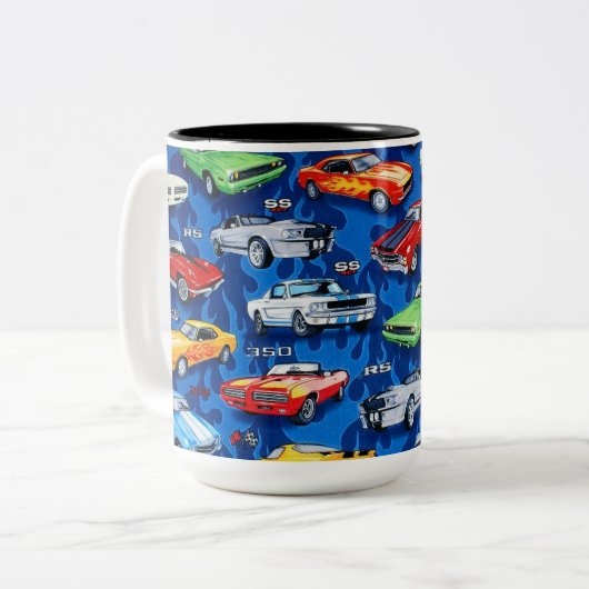 Muskel-Auto-Klassiker-Auto-Liebhaber-Tasse Zweifarbige Tasse (Vorderseite Links)