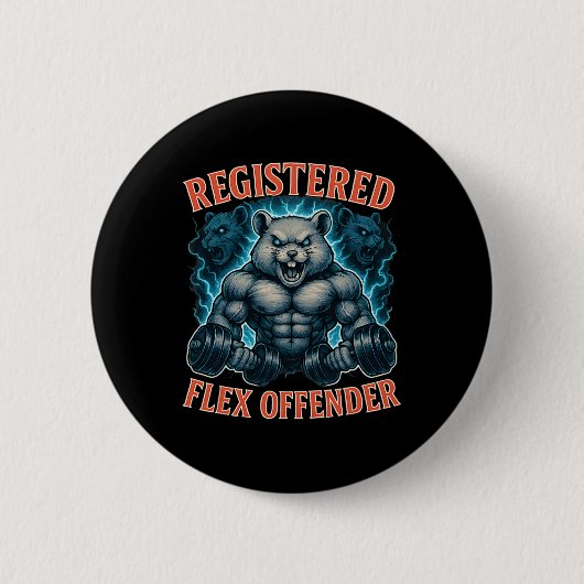 Muskel Hamster registrierter Flex Offender Funny G Button (Vorderseite)