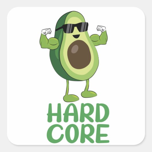 Muskel Hardcore Avocado Funny Quadratischer Aufkleber (Vorderseite)