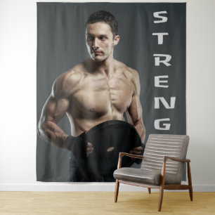 Muskel Man Strength Lift Weight Gym Workout Wandteppich