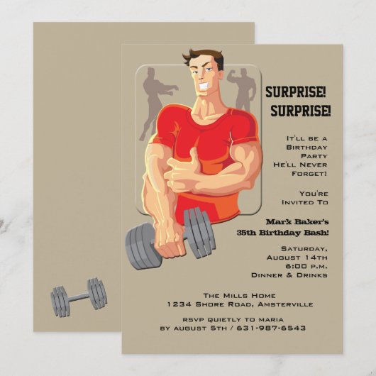 Muskel-Mann-Einladung Einladung (Vorne/Hinten)