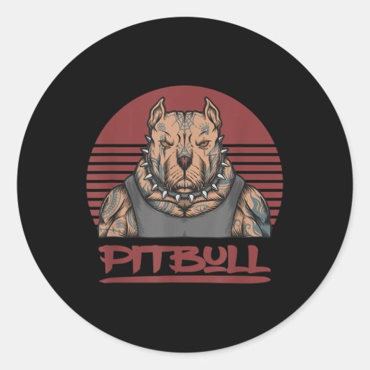 Muskel-Pitbull-Hund aggressiv aussehende Grubenbul Runder Aufkleber (Vorderseite)