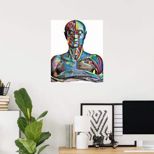 Muskelanatomie Mann Farbenfrohe Abstrakte Kunst Poster (Heimbüro)