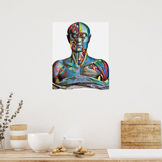 Muskelanatomie Mann Farbenfrohe Abstrakte Kunst Poster (Küche)