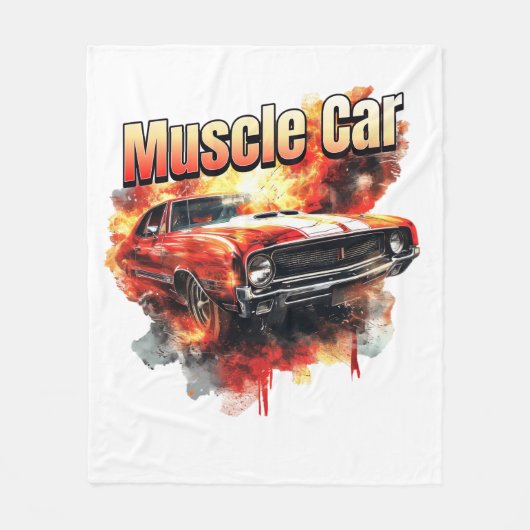 Muskelauto in Flammen Fleecedecke (Vorderseite)