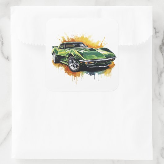 Muskelauto Quadratischer Aufkleber (Tasche)
