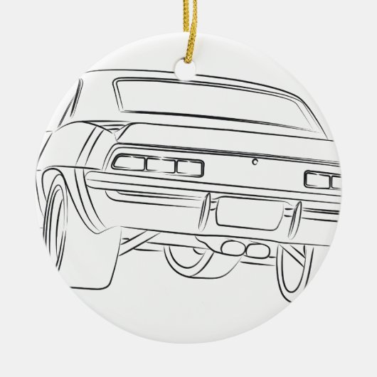 Muskelautozeichnen Keramikornament (Vorne)