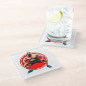 Muskelbär Glasuntersetzer (Schrägansicht)