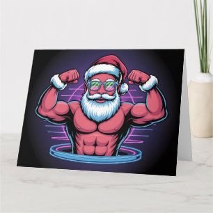 Muskelbepackter Weihnachtsmann Bodybuilder Illustr Karte