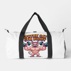 Muskelbiger Sphynx-Katzen-Gym-Buddy-Cartoon Duffle Bag