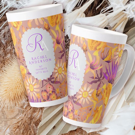 Muskelblüte Monogramm braun Latte Tasse