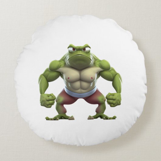 Muskelfrosch, starker Muskelfrosch Rundes Kissen (Vorderseite)