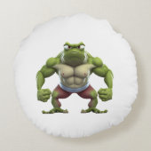 Muskelfrosch, starker Muskelfrosch Rundes Kissen (Rückseite)