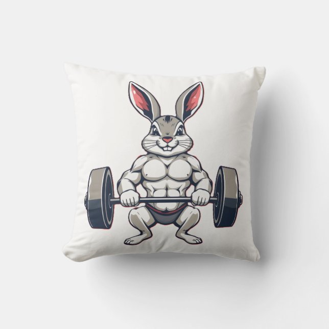 Muskelhase Gym Pumpernickel Kissen (Vorderseite)
