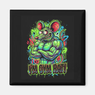 Muskeliger Fitnessstudio-Ratte Bodybuilder Graffit Magnet