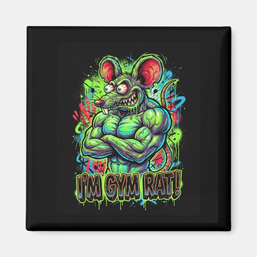 Muskeliger Fitnessstudio-Ratte Bodybuilder Graffit Magnet (Vorne)