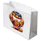 Muskelkater Heben Doughnut Große Geschenktüte (Rückseite Schrägansicht)