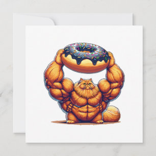 Muskelkatze hebt Donut Einladung