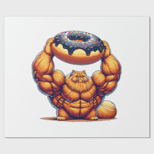 Muskelkatze hebt Donut Geschenkpapier