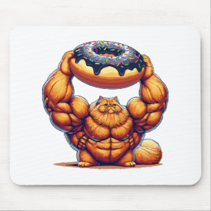 Muskelkatze hebt Donut Mousepad