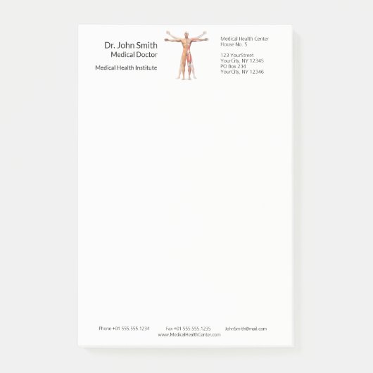 Muskeln des menschlichen Körpers Post-it Klebezettel (Vorderseite)