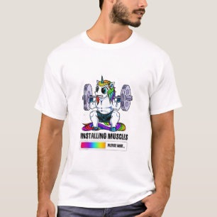 Muskeln installieren Einhorn Regenbogen Fitnessstu T-Shirt