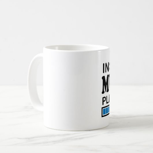 Muskeln installierend, warten Sie bitte Blau Kaffeetasse (Vorderseite Links)