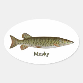 Muskeln (Muskellunge) Ovaler Aufkleber