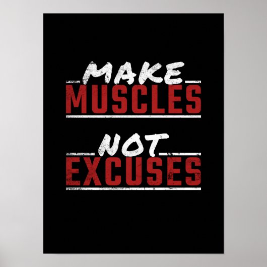 Muskeln nicht entschuldigen Motivierend Gym Poster (Vorne)
