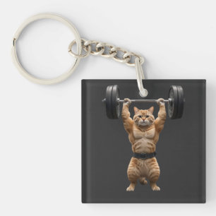 Muskelorange Katzen Gym Schlüsselanhänger