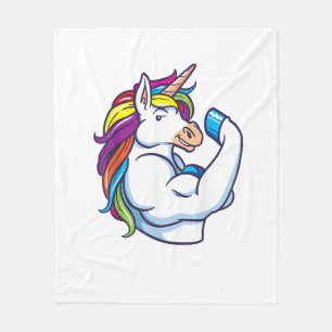 Muskelstarkes Einhorn - Lustiger Magischer Fitness Fleecedecke