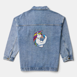 Muskelstarkes Einhorn - Lustiger Magischer Fitness Jeansjacke