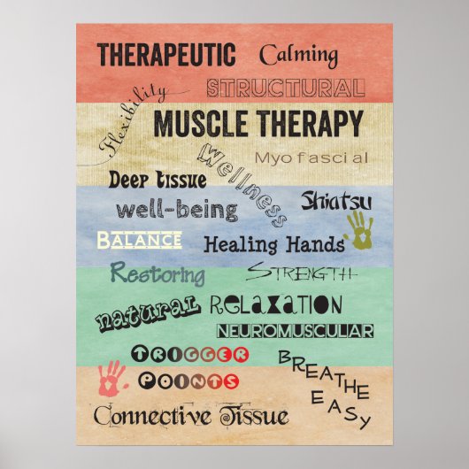 Muskeltherapie Worte Poster (Vorne)