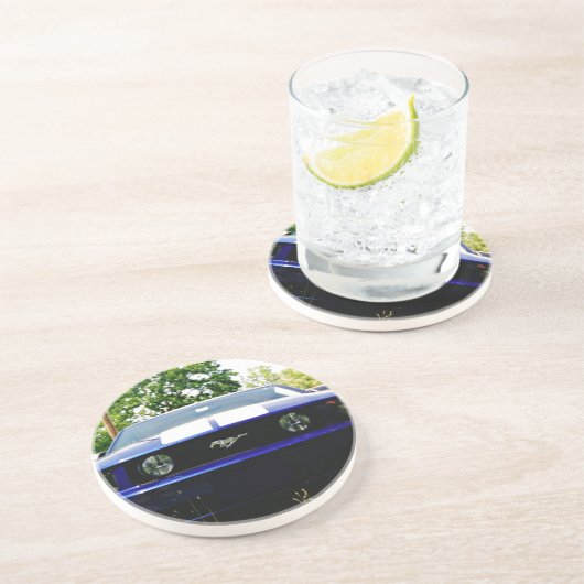 Muskelwagen - blauer Untersetzer (Seite)