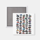 Muskelwagen, klassische Autos, Lastkraftwagen und  Magnet (Vorderseite/Rückseite)