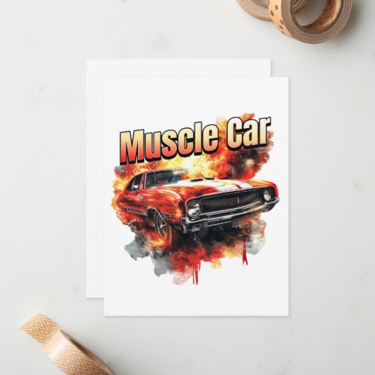 Muskelwagen Mitteilungskarte (Vorderseite/Rückseite Beispiel)