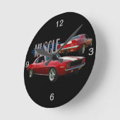 Muskelwagen Runde Wanduhr (Winkel)