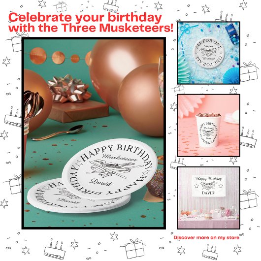 Musketeer Hero Happy Birthday Party individuell an Pappteller