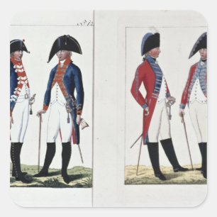 Musketiere und Offiziere, 1800 Quadratischer Aufkleber