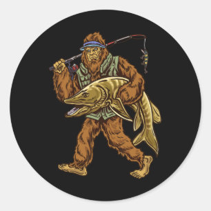 Muskie Fischen Bigfoot Musky Junting Fishermen 1 Runder Aufkleber