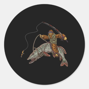 Muskie Fischen Tiger Musky Jagd Bigfoot Fischer Runder Aufkleber