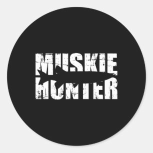 Muskie Hunter Fischen Runder Aufkleber