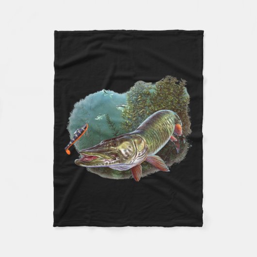 Muskie Hunter Musky Fisherman Fly Fishing Lure Nov Fleecedecke (Vorderseite)